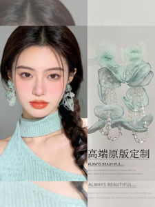 Exaggerated Floral Tassel Earrings European Organza No Piercing Clip Ons New Trendy Fashion Jewelry for Women by Huajian MuFeng