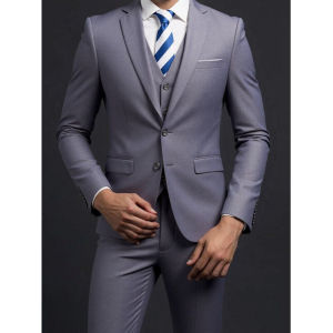 White Mens Classic Notch Lapel 3-Piece Suit Slim Fit Elegant Business Formal Wedding Groom Blazer Set Gentleman Male Clothes