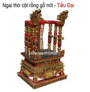Long ngai thờ cột rồng trang trí thờ gia tiên gỗ mít cao 71cm