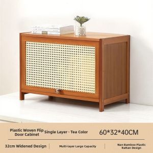 ZHUOHE | Japanese Wicker Storage Cabinet Multilayer Furniture Dustproof