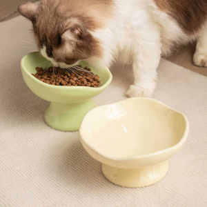 Elegant Ceramic Cat Bowl with Stand Anti-Slip High Rim Pet Dog Water Drinking Feeding Tray Simple Design for Cats And Dogs
