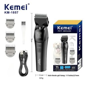 Máy Cắt Lông Chó Kemei KM-1857 Sạc Được Không Dây - Công Suất Cao Điều Chỉnh Được Tiếng Ồn Thấp Dụng Cụ Chăm Sóc Cho Chó Và Mèo
