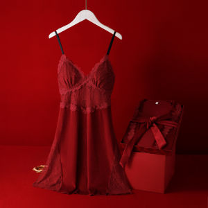 ชุดนอนผ้ากำมะหยี่นุ่มเงาสำหรับผู้หญิงเดรสใส่นอนเซ็กซี่ชุดเช้าสำหรับเจ้าสาวระดับสูงชุดกล่องของขวัญแต่งงานสีแดงแบบฤดูใบไม้ร่วงและฤดูหนาวชุดคลุมนอนสำหรับปีนักษัตรตัวเอง