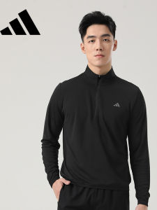 adidas | Sweat-Wicking Mens Half-Zip Long-Sleeve T-Shirt