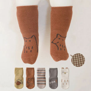0-5T Kids Boys Girl Sock Winter Soft Toddler Baby Socks For Boys Girls Warm Anti Slip Floor Print Cotton Childrens Sock 2023