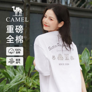 เสื้อยืดคอกลมแขนสั้นผ้าฝ้ายแท้หลวมๆ สำหรับผู้หญิง ฤดูร้อน 2025 เสื้อยืดคู่รัก สีขาว ทรงหลวมๆ ลำลอง เสื้อผ้าทำงาน