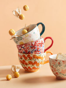 Large Capacity Ceramic Mugs Microwave Safe Breakfast Oats Cup Cute High Aesthetic Value Water Coffee Cup for Home Use