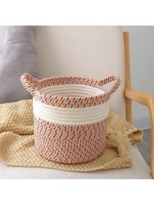 Handwoven Bohemian Style Cotton Thread Storage Basket Storage Box Pure Cotton Woven Basket for Living Room Organization