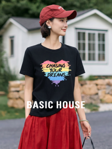 Basic House | Cotton Short Sleeve Print T-Shirt for Women