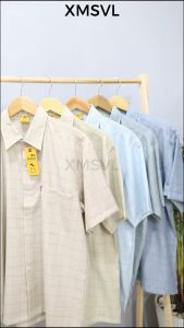 Áo sơ mi đũi nam tay ngắn vải mềm mịn phong cách sang trọng thanh lịch