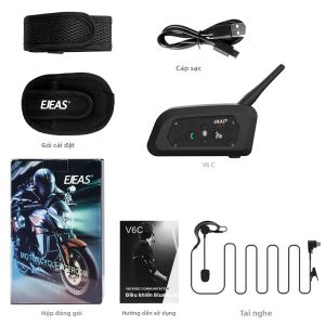 Tai Nghe Trọng Tài Bluetooth EJEAS V6C PRO+ Chuyên Nghiệp Liên Lạc Nội Bộ Bóng Đá Chống Nước IP67 Giao Tiếp Toàn Đôi Tai Nghe Mũ Bảo Hiểm
