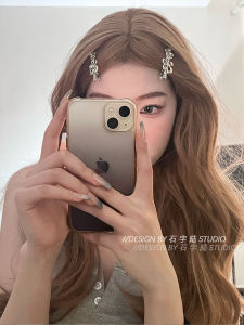Sweet Cool Metal Flower Rhinestone Hair Clips Side Bun Hair Accessories Girl Heart One Word Clip Fashionable Korean Style