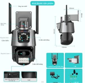 Camera IP CCTV 4MP HD 4K Mạng WiFi Camera Kép Giám Sát 360 Độ Với Tính Năng Phát Hiện Chuyển Động PIR AI Và Âm Thanh Hai Chiều