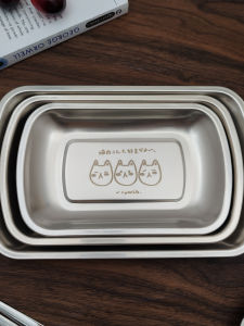 Home Use 316 Stainless Steel Rectangular Plate Kitchen Dessert Side Dish Plate BBQ Fruit Tray Soft Cute Korean Style Matte Finish