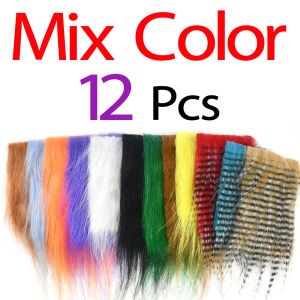 Topranc 12Packs Long Hairy Artificial Craft Fur Fly Tying Material Synthetic Fluffy Fibers Streamer Fly Saltwater Fishing Lure