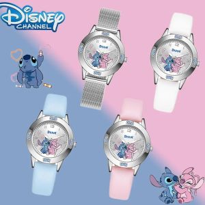 Disney | New Stitch Cartoon Childrens Watch Belt High Quality Diamond Set Quartz Watch Quartz Wristwatches Student Clock Gift Toys..