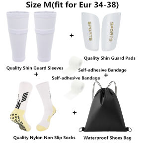6PCS Set Football Equipment Adults Kids Soccer Shin Guards Pads Shin Guard Sleeves Non Slip Soccer Sock Shoes Bag