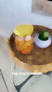 Tray Bulat / Baki Bulat / Nampan Bulat / Nampan Anyaman Enceng Gondok Natural Scandavian