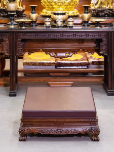 High-End Wooden Buddha Worship Bench Thickened Meditation Pad Home Temple Buddha Hall Prayer Mat Plant Floral Pattern