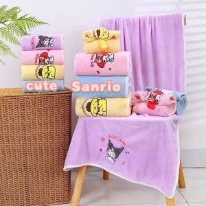 Anime Sanrio Body Bath Towel Kawaii Kuromi Melody Cinnamoroll Soft Absorbent Quick Drying Towel Girl Sweet and Cute Cartoon Anime Dry Hair Hat
