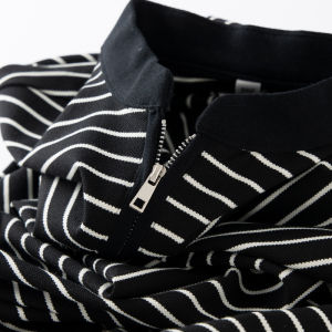 High-End White Polo Shirt Mens Short Sleeve T-Shirt Summer New Half Zip Stand Collar Striped Paul Style Business Casual Cotton Polyester Blend Ice Oxygen Fabric
