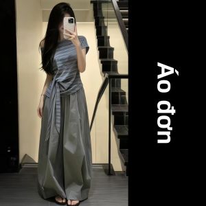 SENWA | Bộ Áo Thun Chữ Nhật Độc Đáo & Quần Ống Rộng Phong Cách Hàn Quốc cho Nữ Mùa Hè