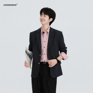 Gray Casual Commuter Wedding Mens Suit Jacket Autumn New Style Standard Fit Button Decoration Polyester Blend Long Sleeve Coat