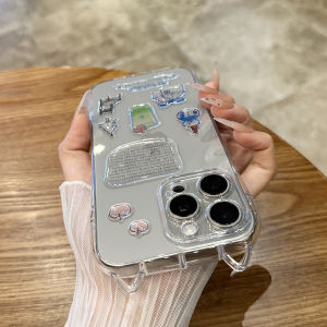 Creative Cat Ear Silicone Phone Case for Apple 16Promax New Transparent Drip Glue Snowman 14 Sticker 13DIY Soft Couple Anti-Fall