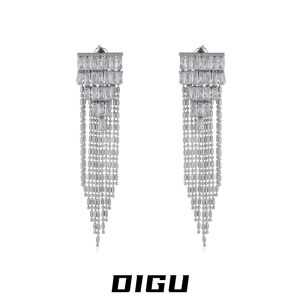 Exaggerated Tassel Zircon Earrings Dual Wear Elegant Quirky Design Sensation Hoop Earrings Fashionable Jewelry Accessories