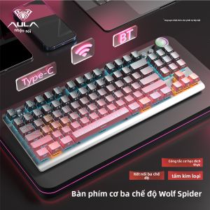 AULA | Bàn Phím Cơ Gaming Wolf Spider F3001 87 Phím Tri-Mode (Không Dây/Có Dây/Bluetooth) Thiết Kế Gradient Cao Cấp Phản Hồi Nhanh Cho Game Thủ