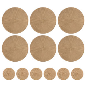 Round Braided Placemats Set of 6 Washable PP/PET Heat Resistant 34cm Table Place Mat for Kitchen Xmas Dining Table Party Decor