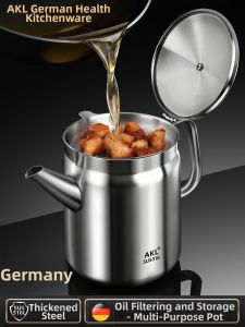 AKL | Durable Stainless Steel Oil Filter Pot With Strainer