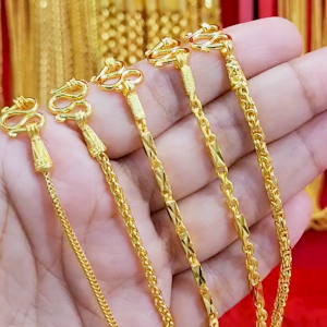 สร้อยคอทอง น้ำหนัก 1 บาท ความยาว 24 นิ้ว ลายเบนซ์ หางกระรอก ปล้องอ้อยเหลี่ยม โซ่คั่นปล้องอ้อยเหลี่ยม มีนา ทองชุบ