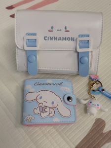 3pcs/set Cute Anime Shoulder Bags Cinnamoroll PU Leather Purse My Melody Messenger Bags with Wallet Keychain