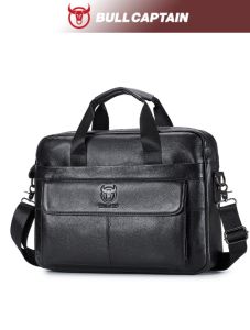 กระเป๋าผู้ชาย BULLCAPTAIN รองเท้าผู้ชายหนังแท้กระเป๋าเอกสารสำหรับแล็ปท็อป14กระเป๋าหนังธุรกิจสำหรับ A4เอกสาร