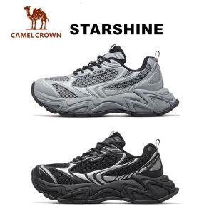 CAMEL CROWN STARSHINE Mens Chunky Sneakers | Retro Thick-Soled Dad Shoes with Breathable Upper & Height Boost – Black Casual Sports Trainers