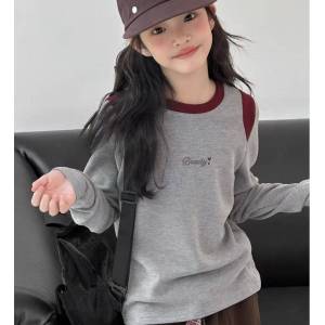 JIFANPAUL | Unique Color Combination Girls Autumn Round Neck Long Sleeve T-shirt