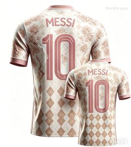 Potdemiel | Mens Summer Messi 10 Football Jersey Short Sleeve T-shirt Fashion Streetwear Daily Wear Tops Kids Clothes Boys
