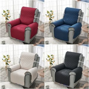Anti-slip Recliner Chair Cover Solid Color Quilted Seat Slipcover Anti-wear Relax Armchair Coushion for Living Room Home