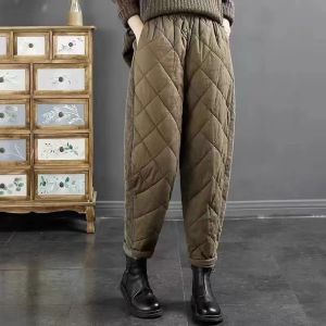 HUAXUNRAN | Warm High-Waist Loose Fit Moms Straight Leg Cotton Pants