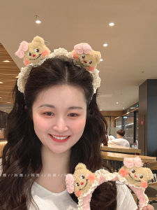 Cute Bear Bow Hairband Womens Anti-Slip Face Wash Outdoors Cartoon Hair Clip Fashionable Hair Accessories Fresh out Style