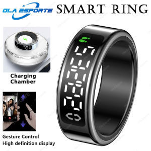 Wireless Charging Smart Ring Display Screen Touch Health Monitor Gesture Swipe Video/Brush Tiktok 5ATM Waterproof Ring Men Women