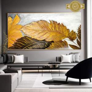 Lukisan Daun Emas Unik Minimalis Lukisan Aesthetic Hiasan Dinding Dekorasi dinding