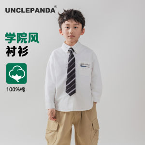 Maji Boys White Long Sleeve Shirt Performance Coat Childrens Korean Style Academy Wind Pure Cotton Spring Autumn Kids Outfit