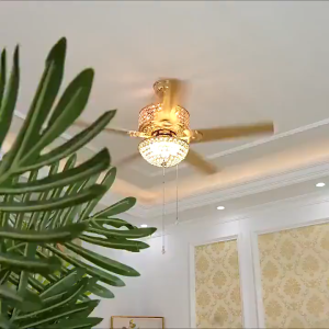 Gogeous Lampu Kipas Angin Gantung Plafon Modern 3 Warna 6 Kecepatan 52Inci Kipas Angin Gantung Kristal