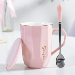 แก้วกาแฟทรงหม้อตาปีน้ำดื่มแบบถือได้สำหรับผู้หญิง ดีไซน์เรียบง่าย สร้างสรรค์ สำหรับใช้ในออฟฟิศ แก้วดินเผาแบบมีฝาครอบ สำหรับใช้ในบ้าน