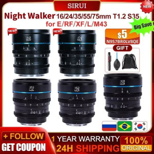 Sirui Night Walker 16mm 24mm 35mm 55mm 75mm T1.2 S35 Cine Lens For Sony E Fuji X for Canon RF M4/3 Mount Lightweight