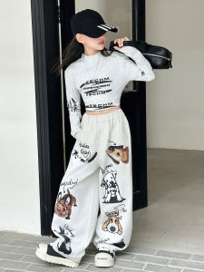 MPW | ชุดเด็กผู้หญิงสไตล์เกาหลี 2025 ฤดูใบไม้ร่วงใหม่ เสื้อผ้าเด็ก เสื้อผ้าเด็กน่ารัก ชุดสองชิ้น กางเกงขายาวทรงหลวม แฟชั่น