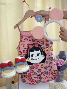 ชุดนอนเด็ก ฤดูร้อนสาวแขวนกางเกงขาสั้นชุดนอน ชุดการ์ตูนไหมน้ําแข็งบาง ๆ สองชิ้นน่ารัก