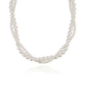 2 Layers Glass Pearl Beaded Double Choker Chain Necklace • Waterproof Non Tarnish • 18K Gold Plated 316L Stainless Titanium Steel Necklaces Women NL286